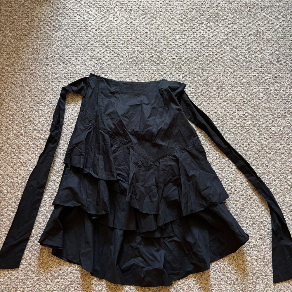 Vince Camuto Black Ruffled Tiered Skirt Size 12 with Sash